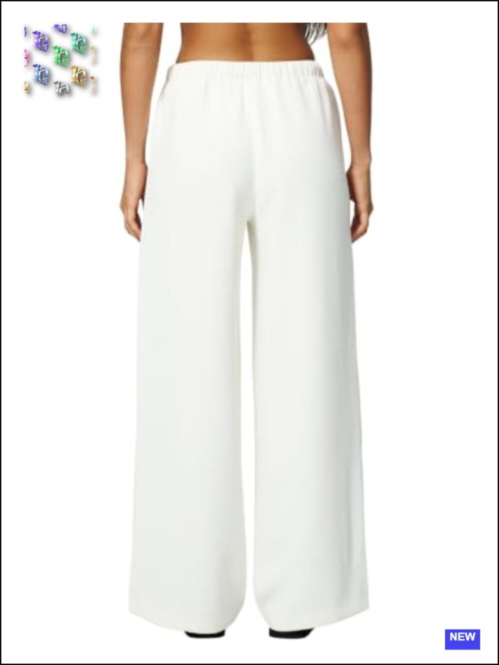 Wrinkle-Free Wide Leg Palazzo Pants High Rise Drawstring Elastic Waist with - Picture 3 of 6